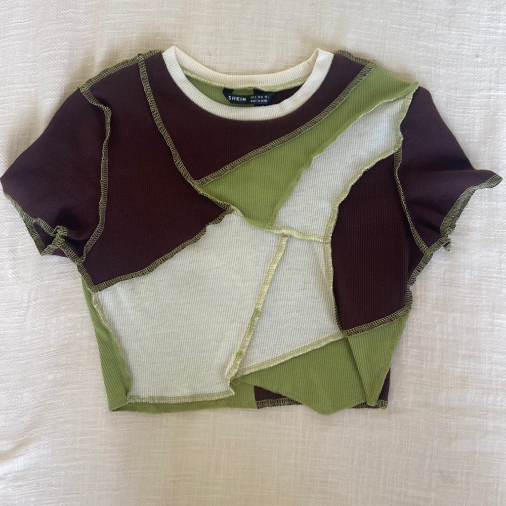 Sheen patchwork crop top